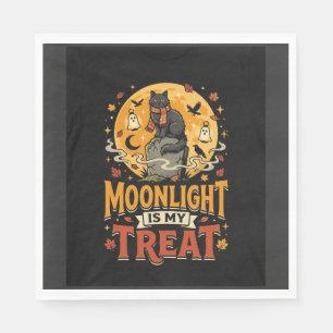 Halloween Black Cat Moon Magic Napkin