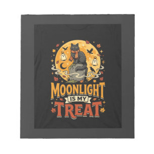 Halloween Black Cat Moon Magic Notepad