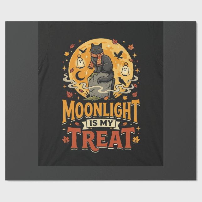 Halloween Black Cat Moon Magic Wrapping Paper (Flat)