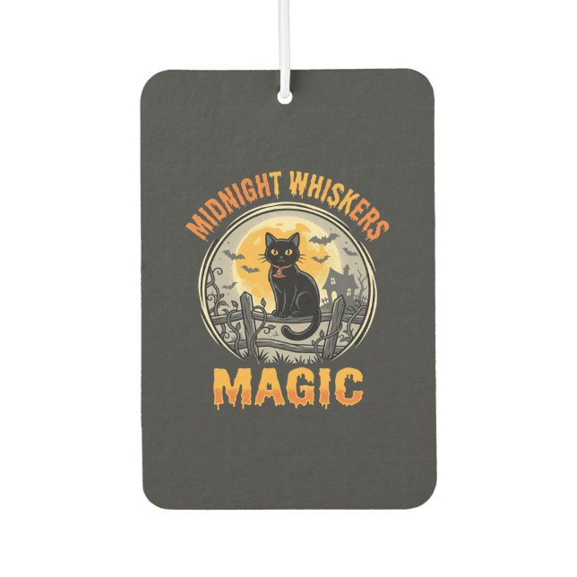Halloween Black Cat Moonlight Magic Car Air Freshener (Front)