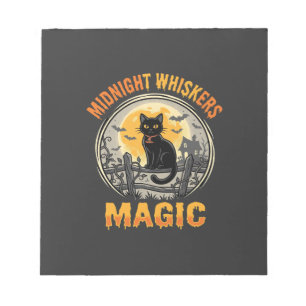 Halloween Black Cat Moonlight Magic Notepad