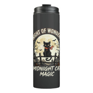 Halloween Black Cat Moonlight Thermal Tumbler