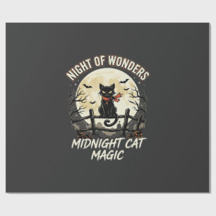 Halloween Black Cat Moonlight Wrapping Paper