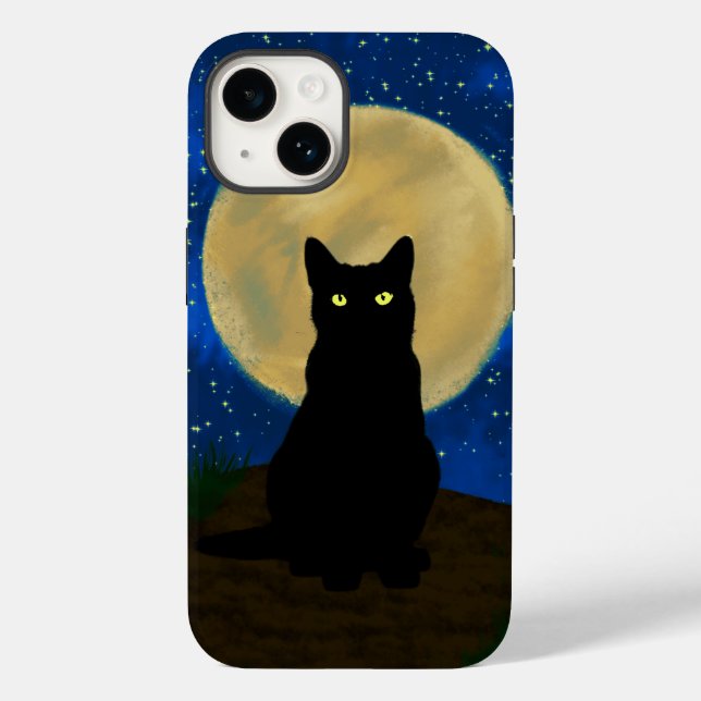 Halloween Black Cat Moonlit Silhouette  Case-Mate iPhone Case (Back)