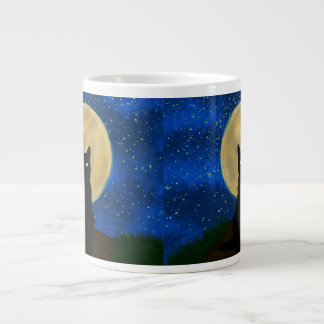 Halloween Black Cat Moonlit Silhouette Large Coffee Mug