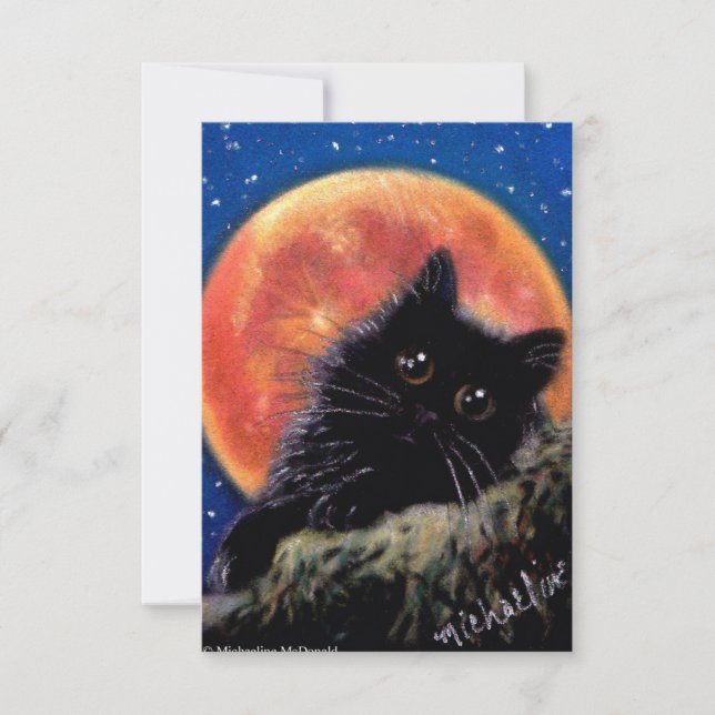 Halloween Black Cat Muggin Moon Invitations (Front)