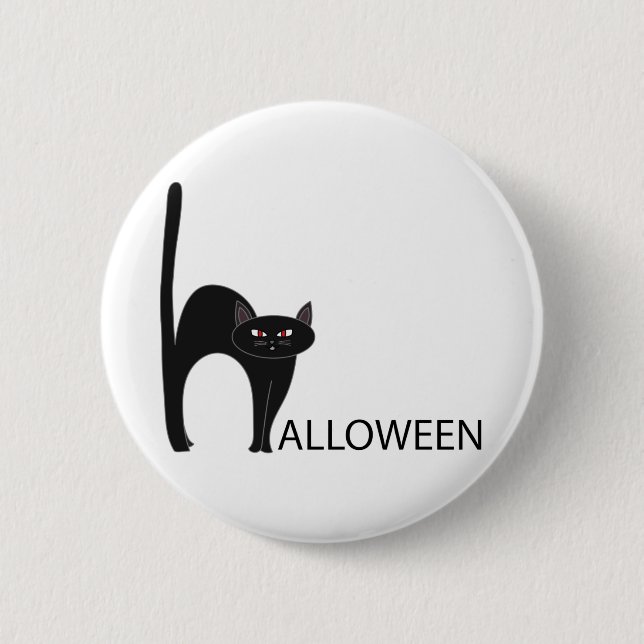 Halloween Black Cat Name 6 Cm Round Badge (Front)