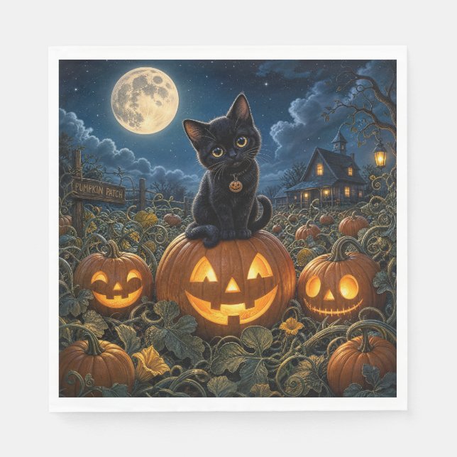 Halloween Black Cat Napkin (Front)
