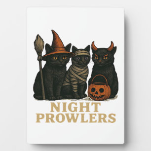 Halloween Black Cat Night Prowlers Funny Costume C Plaque