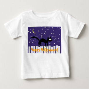 Halloween Black Cat on Fence Baby T-Shirt