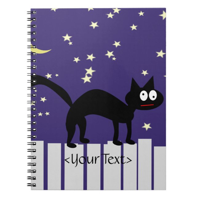 Halloween Black Cat on Fence Notebook (Front)