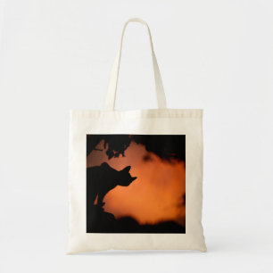 Halloween Black Cat Orange Background Customise Tote Bag