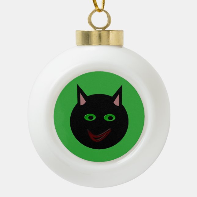 Halloween Black Cat Ornament (Front)
