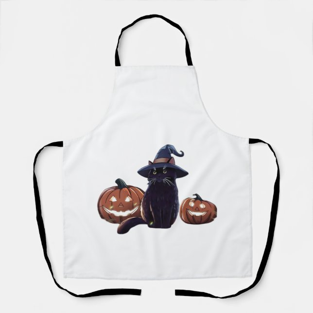 Halloween black cat Oversized T-Shirt Apron (Front)