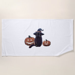 Halloween black cat Oversized T-Shirt Beach Towel