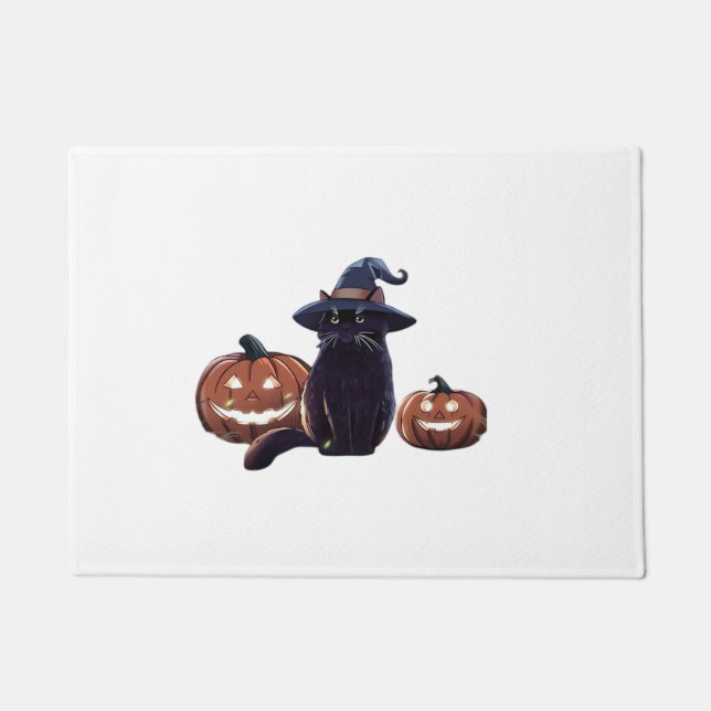Halloween black cat Oversized T-Shirt Doormat (Front)