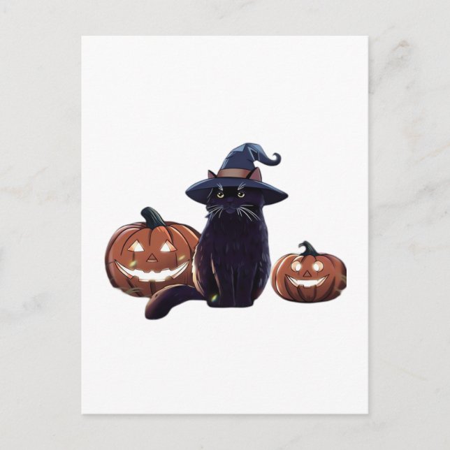 Halloween black cat Oversized T-Shirt Postcard (Front)