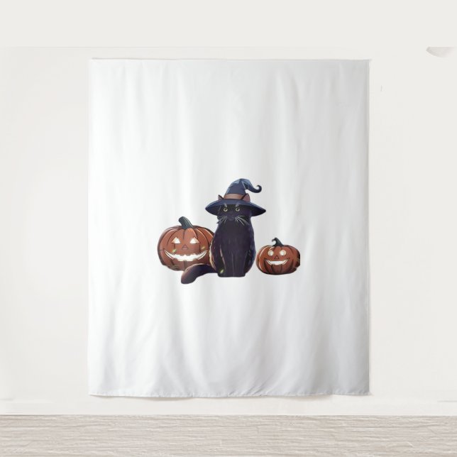 Halloween black cat Oversized T-Shirt Tapestry (Front)