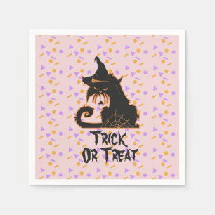 Halloween Black Cat Party Confetti  Pink   Napkin