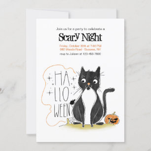 Halloween Black Cat Party Invitation
