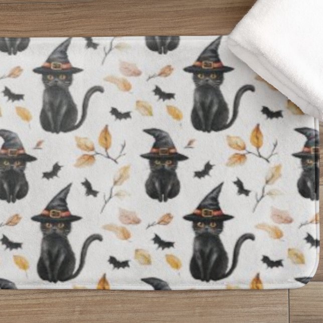 Halloween Black Cat Pattern - Witchy Cat  Bath Mat (Creator Uploaded)
