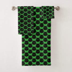 Halloween Black Cat Patterned Towels