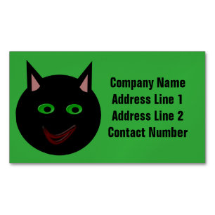 Halloween Black Cat Personalised Magnetic Business Card