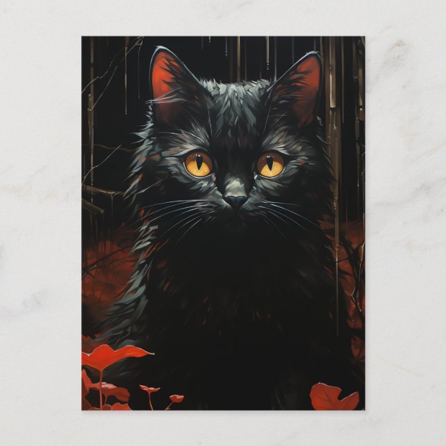 Halloween Black Cat Postcard (Front)