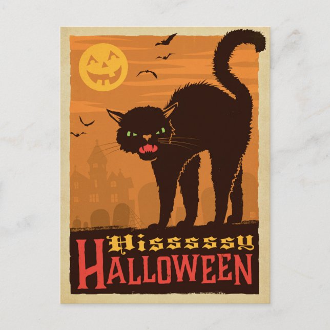 Halloween Black Cat Postcard (Front)