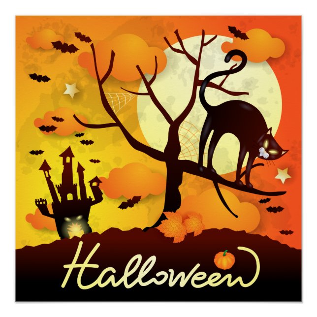 Halloween Black Cat Poster (Front)