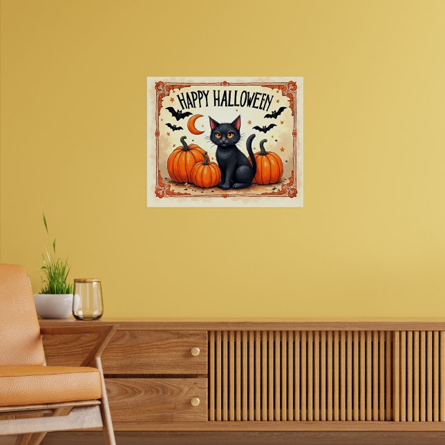 Halloween Black Cat Poster (Living Room 2)