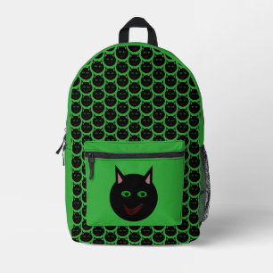 Halloween Black Cat Printed Backpack