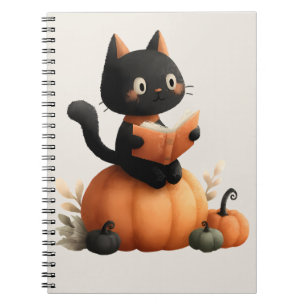 Halloween Black Cat Pumpkin Design Notebook