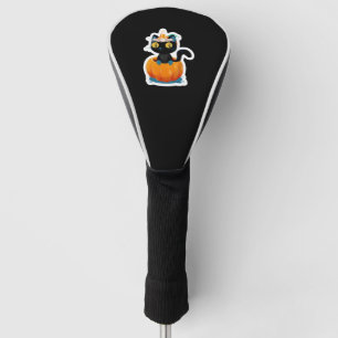 Halloween black cat pumpkin golf head cover