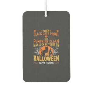 Halloween Black Cat Pumpkin Happy Fishing Design Car Air Freshener