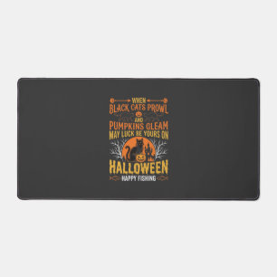 Halloween Black Cat Pumpkin Happy Fishing Design Desk Mat