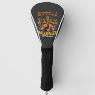 Halloween Black Cat Pumpkin Happy Fishing Design Golf Head Cover