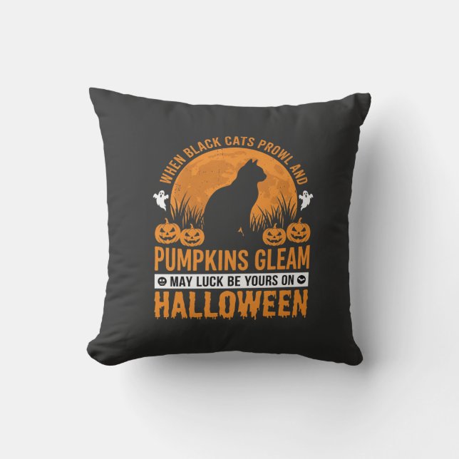 Halloween Black Cat Pumpkin Moon Design_1 Cushion (Front)