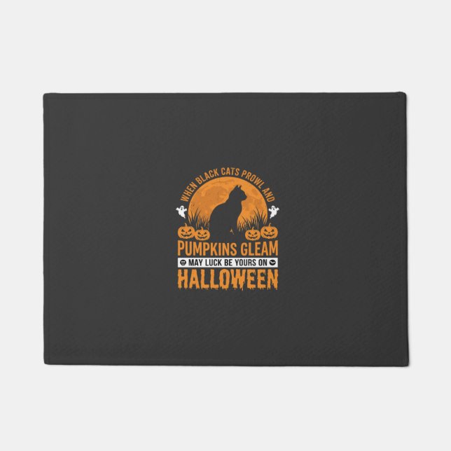 Halloween Black Cat Pumpkin Moon Design_1 Doormat (Front)