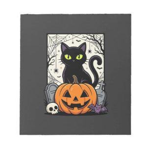 Halloween Black Cat Pumpkin Vector Design Notepad