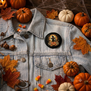Halloween Black Cat Pumpkin Witch Cat Scary 6 Cm Round Badge
