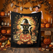 Halloween Black Cat Pumpkin Witch Cat Scary