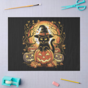 Halloween Black Cat Pumpkin Witch Cat Scary Tissue Paper