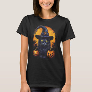 Halloween Black Cat Pumpkin Witch Hat Spooky Seaso T-Shirt