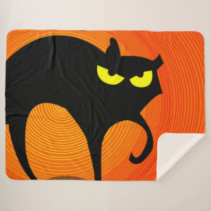 Halloween Black Cat Sherpa Blanket