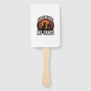 Halloween Black Cat Shirt Growing My Fangs_1 Hand Fan