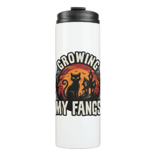Halloween Black Cat Shirt Growing My Fangs_1 Thermal Tumbler
