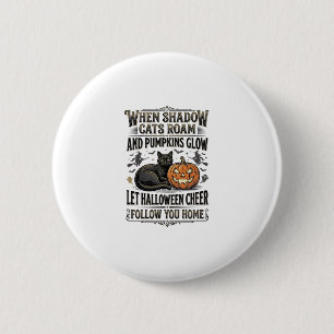 Halloween Black Cat Shirt Vintage Pumpkin Engravin 6 Cm Round Badge