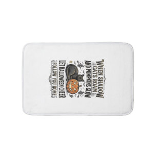 Halloween Black Cat Shirt Vintage Pumpkin Engravin Bath Mat