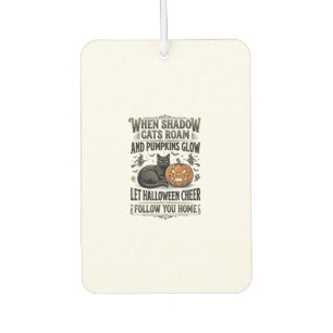 Halloween Black Cat Shirt Vintage Pumpkin Engravin Car Air Freshener